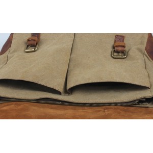 AT1 MESSENGER I VINTAGE™ Mallette porte-documents en canvas et cuir naturel, sac à bandoulière 5 couleurs 